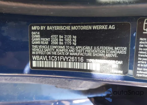 2015 BMW X1 xDrive28I z USA, uszkodzony, nr VIN WBAVL1C51FVY26116